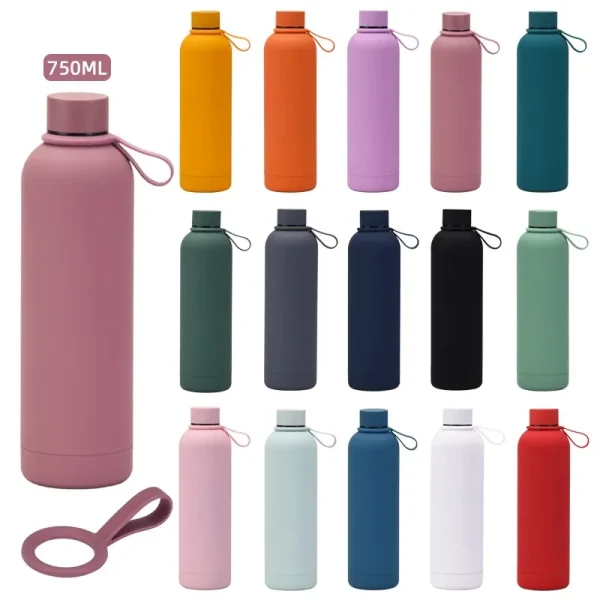 1000ml Double Wall Stainless Steel Vacuum Cup Water Bottle Silicone Handle Thermos Bottle Keep Hot & Cold Insulated Vacuum Flask 2
