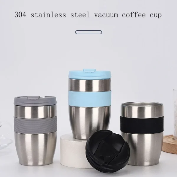 New Double-layer Vacuum Stainless Steel Thermos Cup Direct Drinking Coffee Cup with Lid Anti-scalding Water Cup Office Utility 1