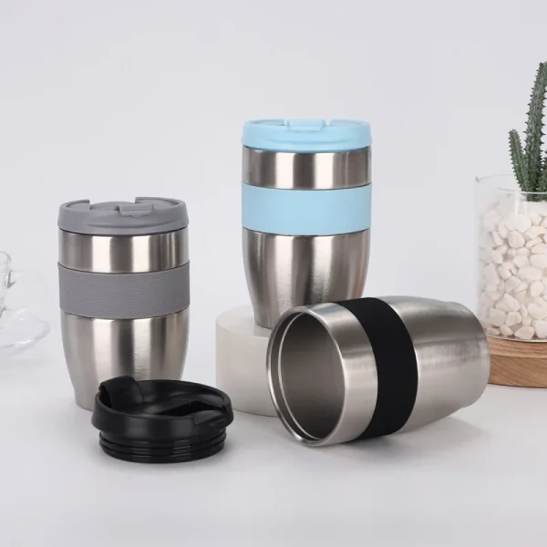 New Double-layer Vacuum Stainless Steel Thermos Cup Direct Drinking Coffee Cup with Lid Anti-scalding Water Cup Office Utility 2