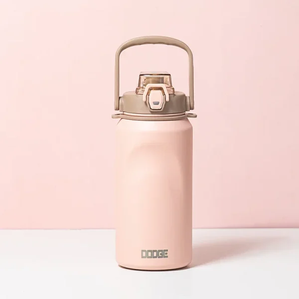 Dodge Thermos Cup 1000ml Sports Stainless Steel with Straw Lid Straight Cup Flask Large Capacity Portable Outdoor Car Water Cup 2