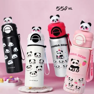 Large Capacity Panda Insulated Cup Reusable Insulated Cute Thermal Water Bottle 550ml Double Straw Drinking Water Cup Gift 1