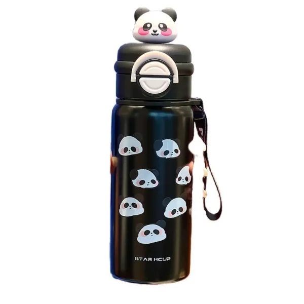 Large Capacity Panda Insulated Cup Reusable Insulated Cute Thermal Water Bottle 550ml Double Straw Drinking Water Cup Gift 4