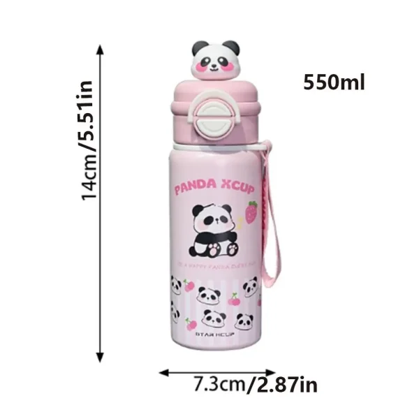 Large Capacity Panda Insulated Cup Reusable Insulated Cute Thermal Water Bottle 550ml Double Straw Drinking Water Cup Gift 6