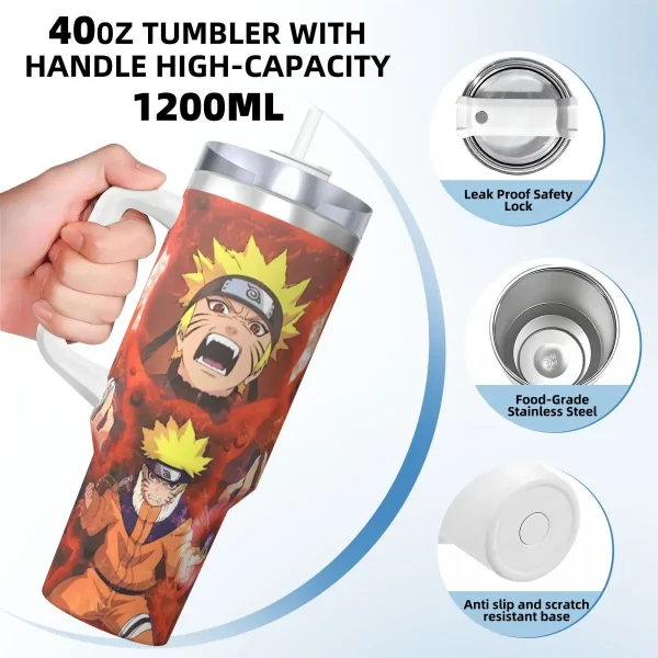Stainless Steel Tumbler Narutos Anime Coffee Mug Insulated Cold and Hot Car Mugs Beach Custom Water Bottle 3