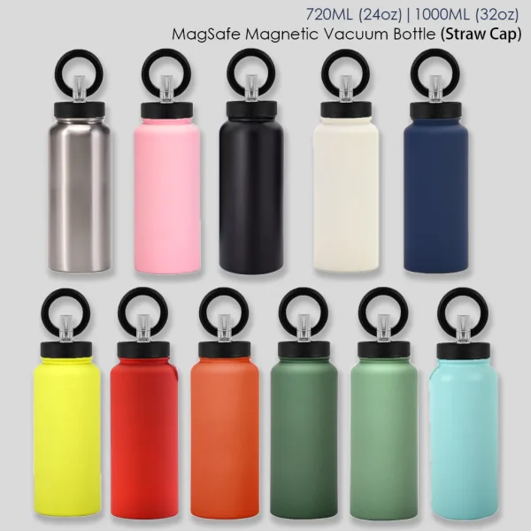 PuraCool Personalized Water Bottle 24oz/32oz/720ml/1000ml with Phone Holder Magnetic Laser Engraving 24H Insulated 1
