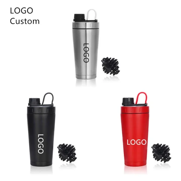 20oz Logo Custom Protein Shaker Bottle Stainless Steel Water Cup Double Wall Vacuum Insulated Leak Proof Sports Bottle Drinkware 2