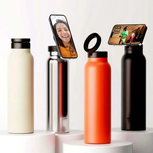 Custom All-in- One 24oz Stainless Steel Insulated Water Bottle with Magnetic Tripod Phone Holder for Sports Water Bottle 2
