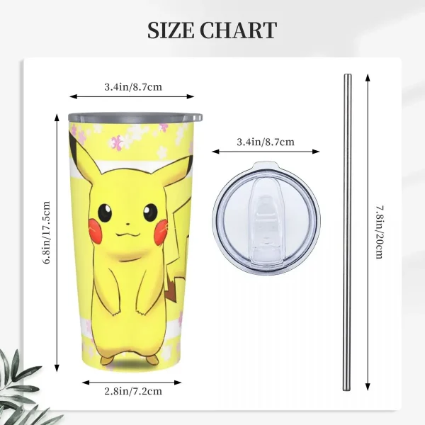 Stainless Steel Tumbler Pokemon Pikachu Thermal Mug Portable Hot Drinks Car Mugs Travel Custom Water Bottle 3
