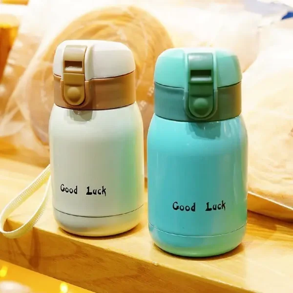 1-2PCS New Design Small Mini Pop-up Lid Portable Double Wall Insulated Stainless Steel Water Bottle For Kids 3