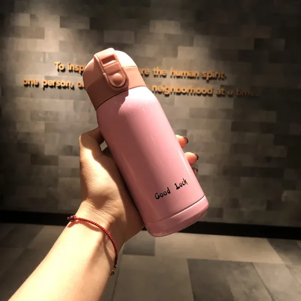 1-2PCS New Design Small Mini Pop-up Lid Portable Double Wall Insulated Stainless Steel Water Bottle For Kids 6