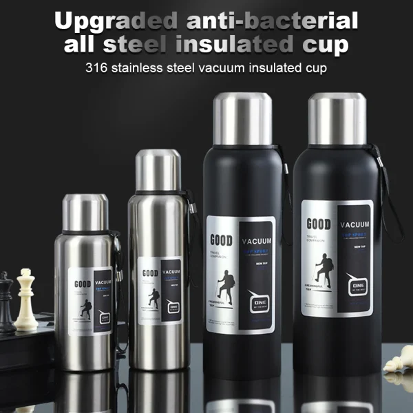 600-2000ml Thermal Water Bottle Stainless Steel Thermo Bottle Coffee Tea Insulated Vacuum Tumbler Car Cold Hot Drinking Kettle 1