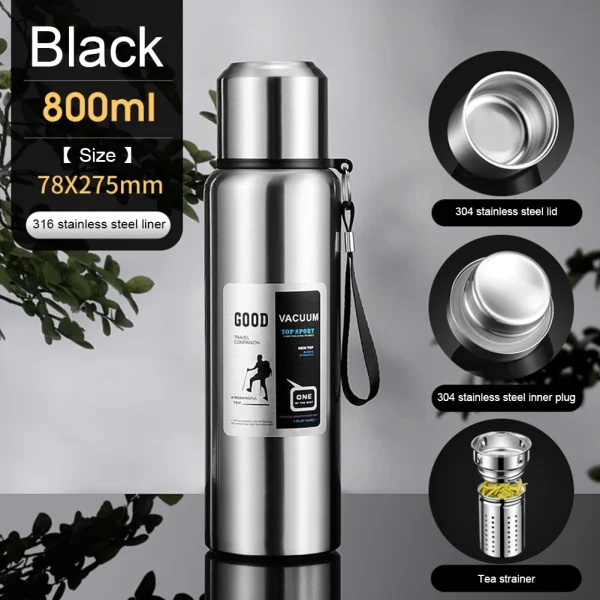 600-2000ml Thermal Water Bottle Stainless Steel Thermo Bottle Coffee Tea Insulated Vacuum Tumbler Car Cold Hot Drinking Kettle 3