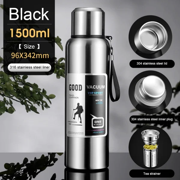 600-2000ml Thermal Water Bottle Stainless Steel Thermo Bottle Coffee Tea Insulated Vacuum Tumbler Car Cold Hot Drinking Kettle 5