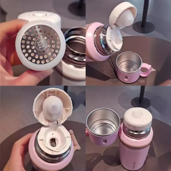 600ML Thermal Water Bottle Stainless Steel Thermos Bottle Keep Cold and Hot Water Bottle Thermos for Tea Coffee Vacuum Flasks 6