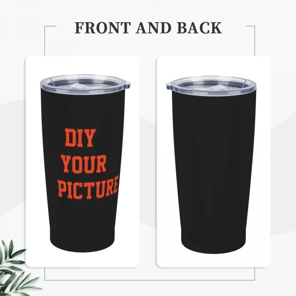 DIY Your Picture Tumbler Vacuum Insulated Customized Coffee Cups with Lid Straw Double Wall Mug Water Bottle, 20oz 2