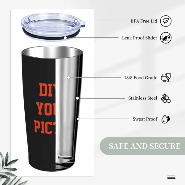 DIY Your Picture Tumbler Vacuum Insulated Customized Coffee Cups with Lid Straw Double Wall Mug Water Bottle, 20oz 3