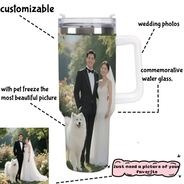 Custom Pet Water Cup Pet Photo Water Bottle Car Insulated Water Cup Tumbler Wedding Commemorative Water Cup Custom Gift Cup 2