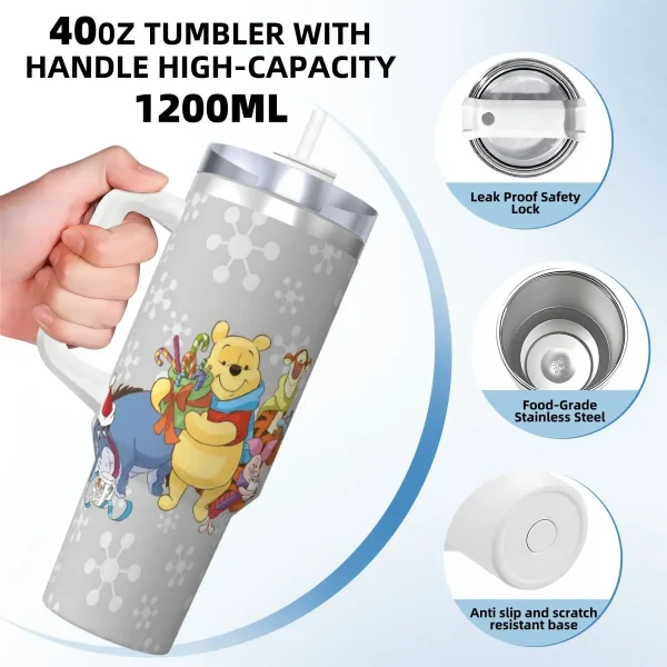 Stainless Steel Tumbler Pooh Bear   Large Capacity Thermal Cups Keep Heat Cold and Hot Car Mugs Beach Custom Water Bottle 3