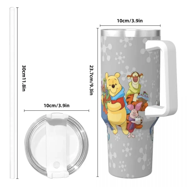 Stainless Steel Tumbler Pooh Bear   Large Capacity Thermal Cups Keep Heat Cold and Hot Car Mugs Beach Custom Water Bottle 4