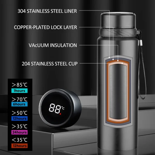 1L Thermal Water Bottle Temperature Display Thermos Bottle Stainless Steel Tumbler Vacuum Flasks Thermos For Water Tea Drinkware 3