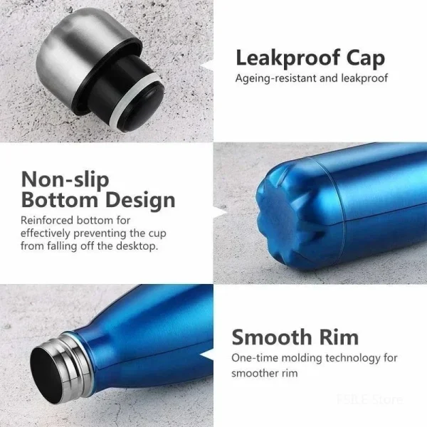 350/500/750/1000ml Double Wall Stainles Steel Sport Water Bottle Thermos Bottle Keep Hot and Cold Insulated Vacuum Flask 3