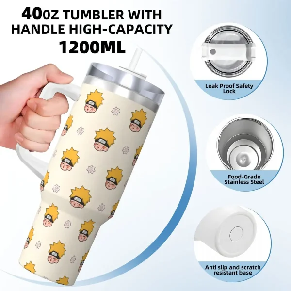 Narutos Anime Tumbler Cold Drink Water Bottle Heat Preservation Stainless Steel Coffee Mug Custom Camping Car Mugs 3
