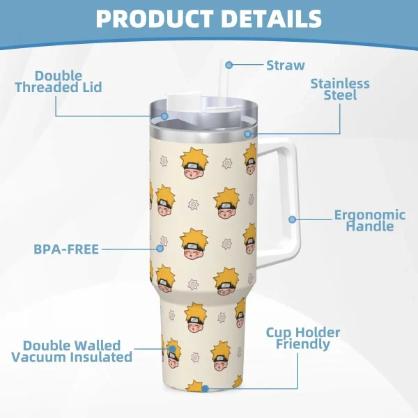 Narutos Anime Tumbler Cold Drink Water Bottle Heat Preservation Stainless Steel Coffee Mug Custom Camping Car Mugs 5