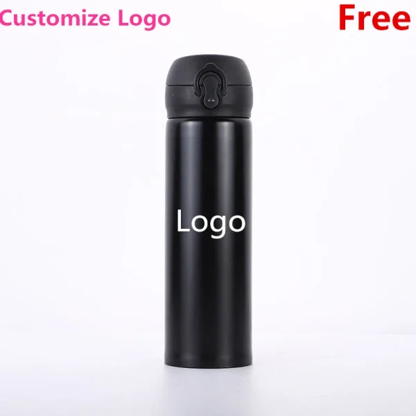 DIY Vacuum Water Bottles 450ML Cute Safety 304 Stainless Steel Girls Students New Year Birth Gift Drinking Coffee Cup Customized 1