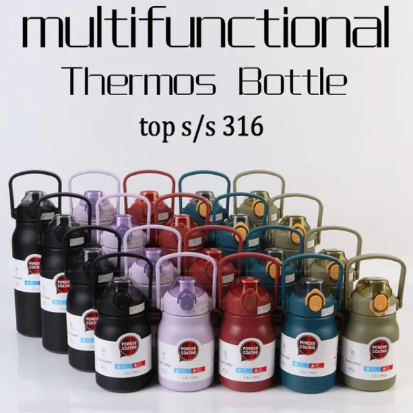 1.3L/1.7L Large Capacity Thermo Bottle Stainless Steel Thermal Thermo Water Portable Vacuum Mug Thermos Insulated Cup Tumbler 2