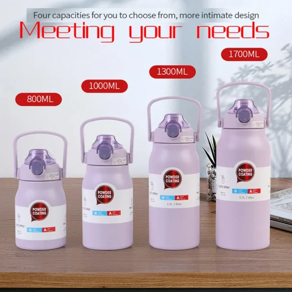 1.3L/1.7L Large Capacity Thermo Bottle Stainless Steel Thermal Thermo Water Portable Vacuum Mug Thermos Insulated Cup Tumbler 4