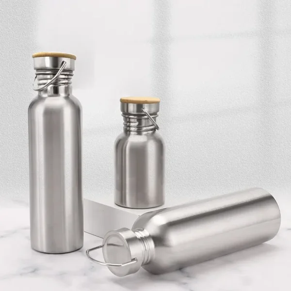 Portable Stainless Steel Water Bottle 1000ml Bamboo Lid Sports Flasks Travel Cycling Hiking Camping Bottles BPA Free 2