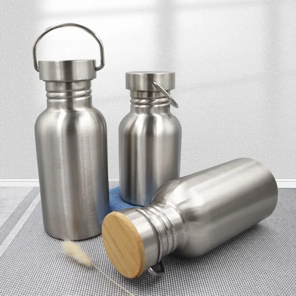 Portable Stainless Steel Water Bottle 1000ml Bamboo Lid Sports Flasks Travel Cycling Hiking Camping Bottles BPA Free 3