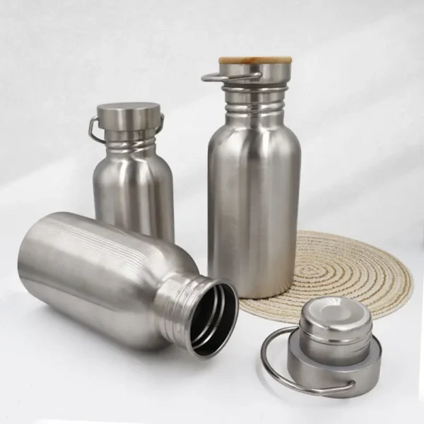 Portable Stainless Steel Water Bottle 1000ml Bamboo Lid Sports Flasks Travel Cycling Hiking Camping Bottles BPA Free 4