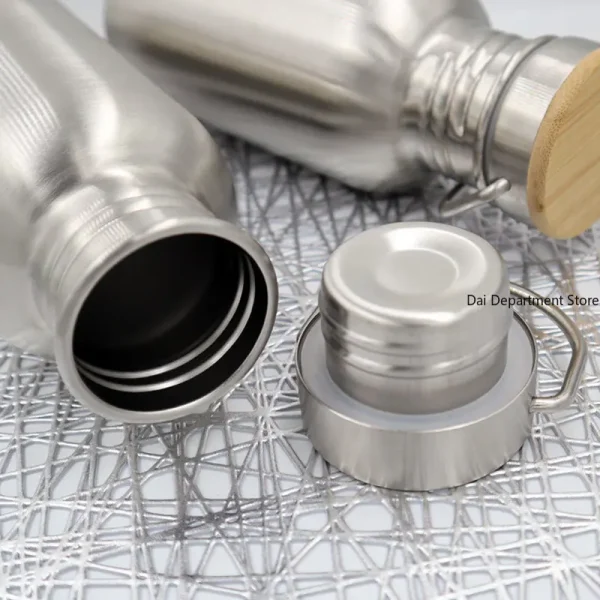 Portable Stainless Steel Water Bottle 1000ml Bamboo Lid Sports Flasks Travel Cycling Hiking Camping Bottles BPA Free 5