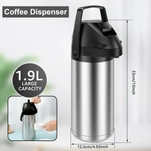 1.9L Thermos Bottle Stainless Steel Push-type Coffee Drink Beverage Dispenser Leak-proof Party Hot and Cold Beverage Dispenser 1