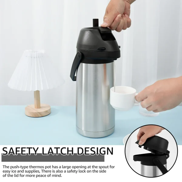 1.9L Thermos Bottle Stainless Steel Push-type Coffee Drink Beverage Dispenser Leak-proof Party Hot and Cold Beverage Dispenser 4