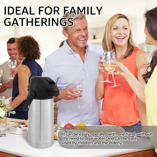 1.9L Thermos Bottle Stainless Steel Push-type Coffee Drink Beverage Dispenser Leak-proof Party Hot and Cold Beverage Dispenser 6