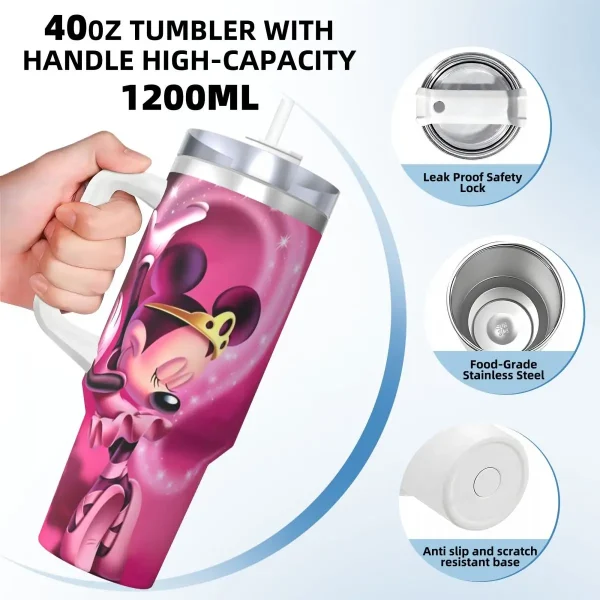 Stainless Steel Tumbler Minnie Mouse Cartoon Thermal Mug Portable Hot Drinks Mugs Cup Travelist Custom DIY Water Bottle 2