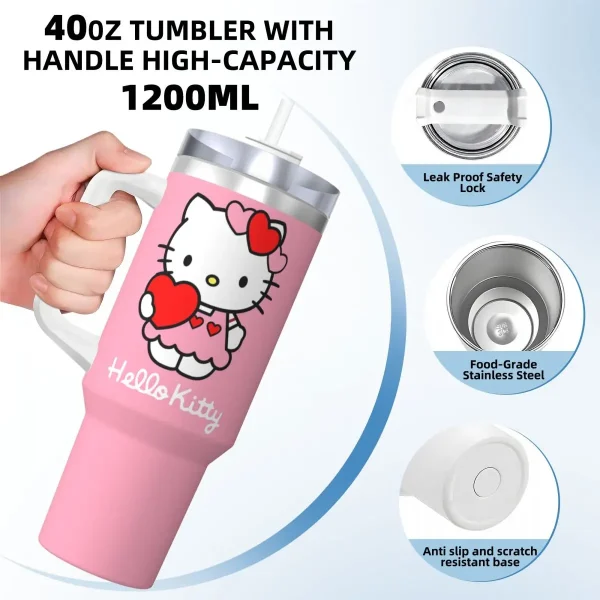 Stainless Steel Tumbler Kawaii Hello Kitty Thermal Mug Cute Cartoon Insulated Cold and Hot Mugs Cup Driving Custom Water Bottle 3
