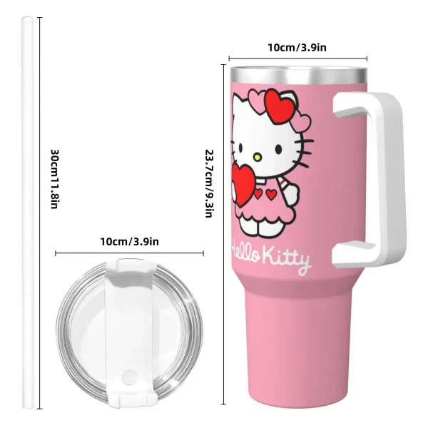 Stainless Steel Tumbler Kawaii Hello Kitty Thermal Mug Cute Cartoon Insulated Cold and Hot Mugs Cup Driving Custom Water Bottle 4