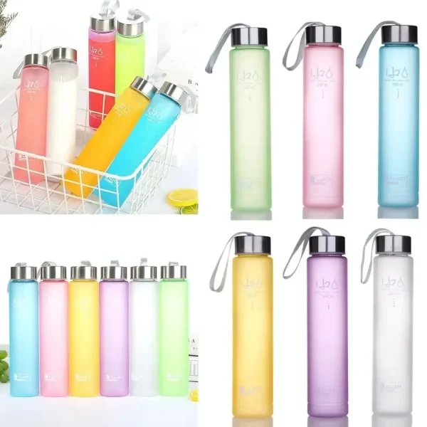 280ML Plastic Water Cup Frosted Drinking Bottle Girl Boy Portable Leak Proof Sports Bottle Drinkware Kitchen Dining Bar Home 1
