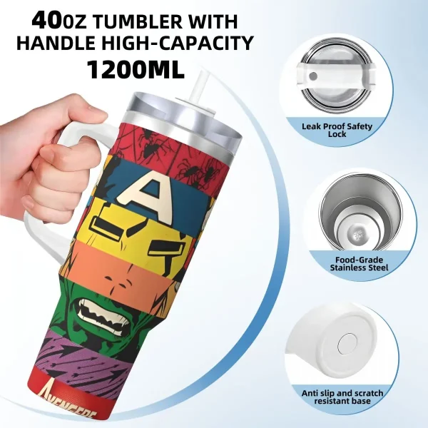 Stainless Steel Tumbler Marvel Avengers Thermal Mug Leakproof Cold and Hot Mugs Cup Travel Custom Water Bottle 3