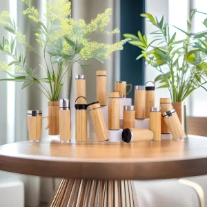 350-500ml bamboo shell thermos cup, vacuum, heat and cold protection, 304 stainless steel, portable outdoor car water bottle 1