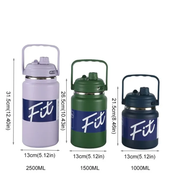 Stainless Steel Insulated Water Bottle Large Capacity 1.5/2/2.5L Sport Thermal Cup Double Layer Fall-resistant Vacuum Flask 6
