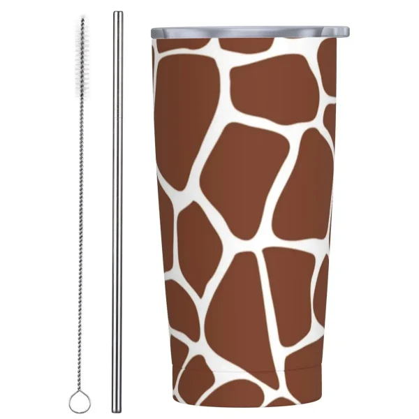 Stainless Steel Tumbler Giraffe Print Thermal Cups Brown Animal Skin Leakproof Hot Drinks Mugs Cup Beach Custom Water Bottle 1