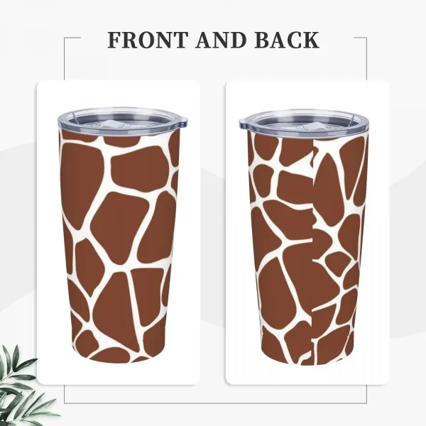 Stainless Steel Tumbler Giraffe Print Thermal Cups Brown Animal Skin Leakproof Hot Drinks Mugs Cup Beach Custom Water Bottle 2