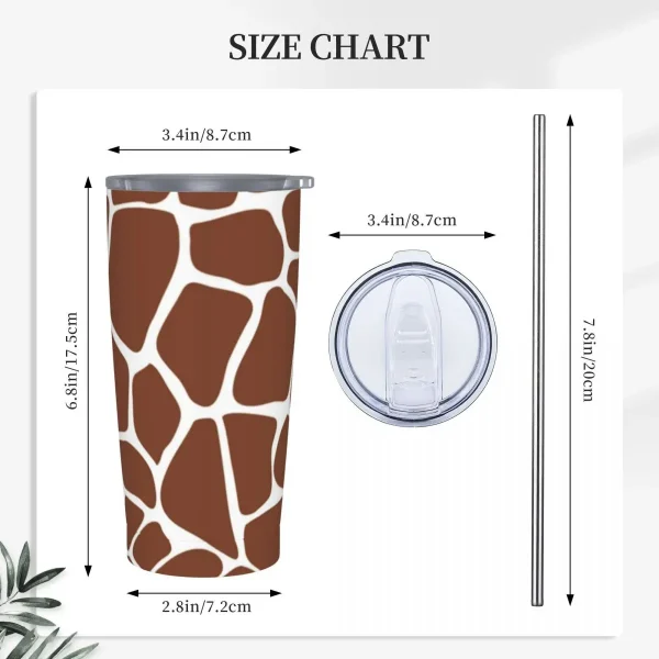 Stainless Steel Tumbler Giraffe Print Thermal Cups Brown Animal Skin Leakproof Hot Drinks Mugs Cup Beach Custom Water Bottle 3
