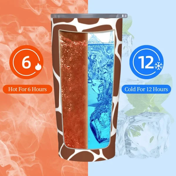 Stainless Steel Tumbler Giraffe Print Thermal Cups Brown Animal Skin Leakproof Hot Drinks Mugs Cup Beach Custom Water Bottle 6