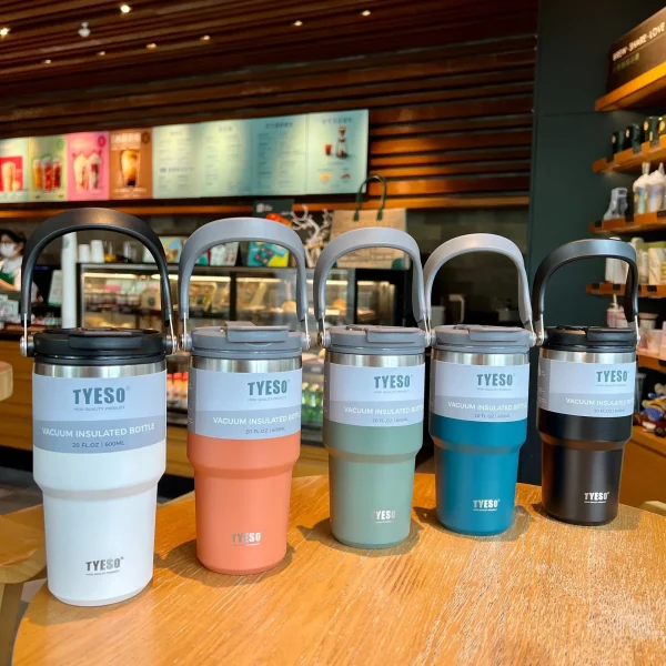Tyeso Coffee Cup Double-Layer Thermal Insulation And Cold Storage Ice Large-Capacity Stainless Steel Double-Drink Water Bottle 3