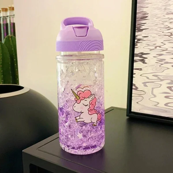 Stylish Double Straw Unicorn Ice Cup Summer Cold Drink Juice Coffee Water bottle Boy's Girl's Portable Plastic Cups Novelty Gift 6
